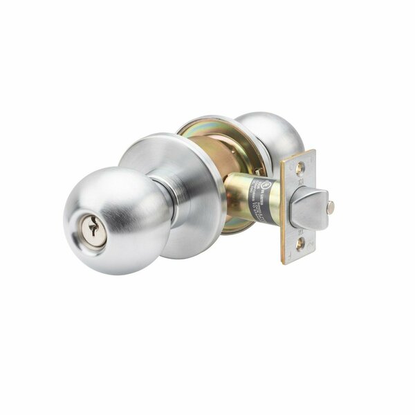 Trans Atlantic Co. Heavy Duty Grade 1 Cylindrical Keyed Entry Function Door Knob in Satin Stainless Steel DL-HVB53-US32D